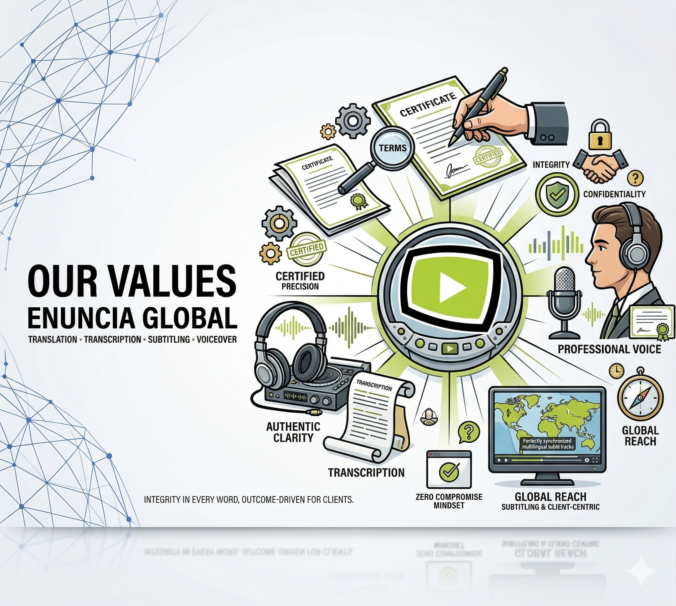 The values of Enuncia Global that ensures every Translation is delivered with highest accuracy for global acceptability