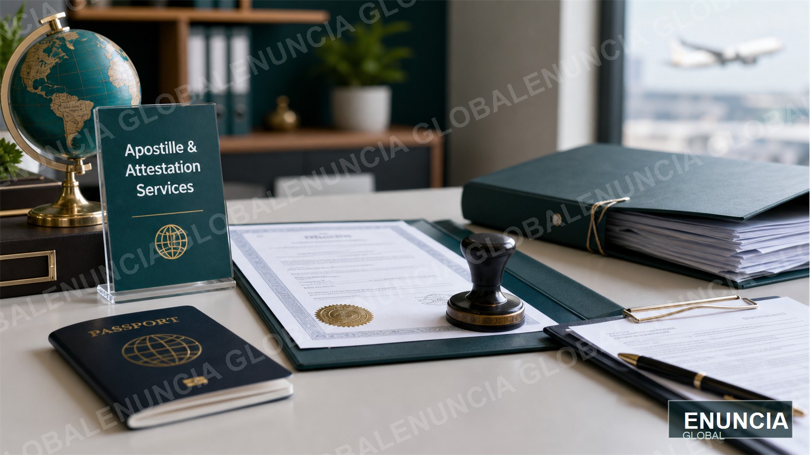 Apostille Services in India service page image with Enuncia Global watermark