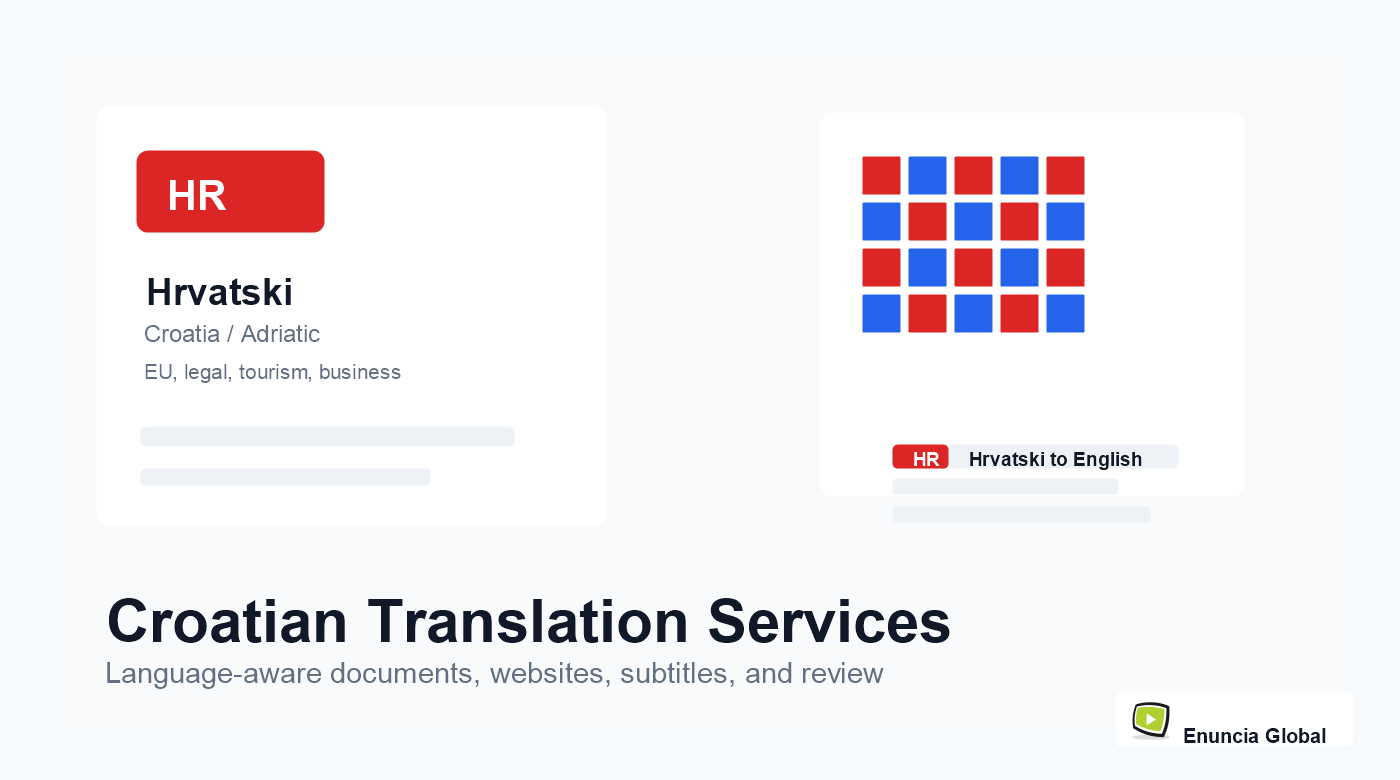 Croatian Translation Services service page image with Enuncia Global watermark