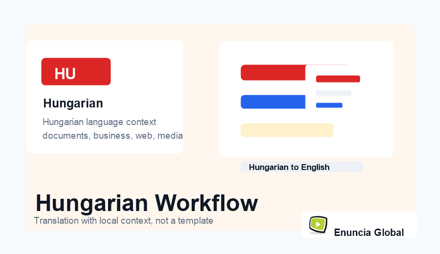 Hungarian Translation Services workflow and service context image