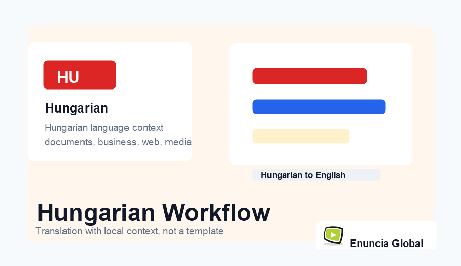 Hungarian Translation Services workflow and service context image