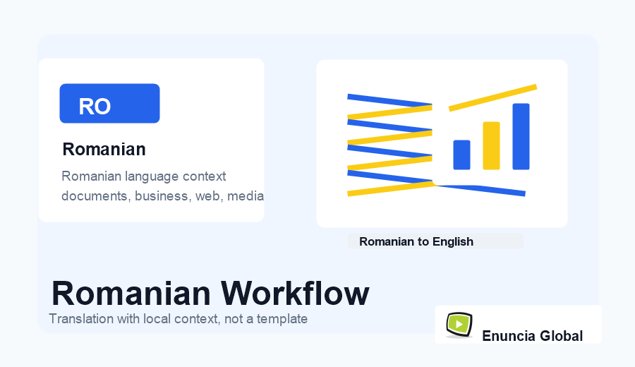 Romanian Translation Services workflow and service context image