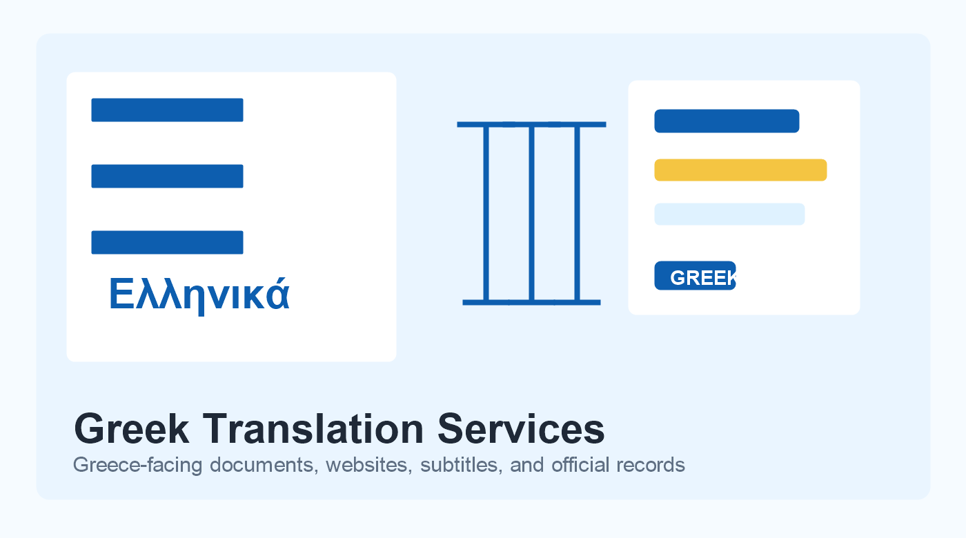 Greek Translation Services service page image with Enuncia Global watermark