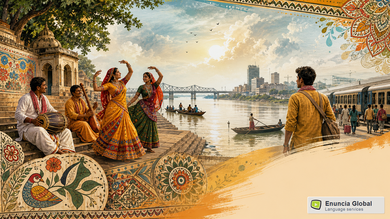 Bhojpuri Translation Services in India artistic cultural identity image by Enuncia Global