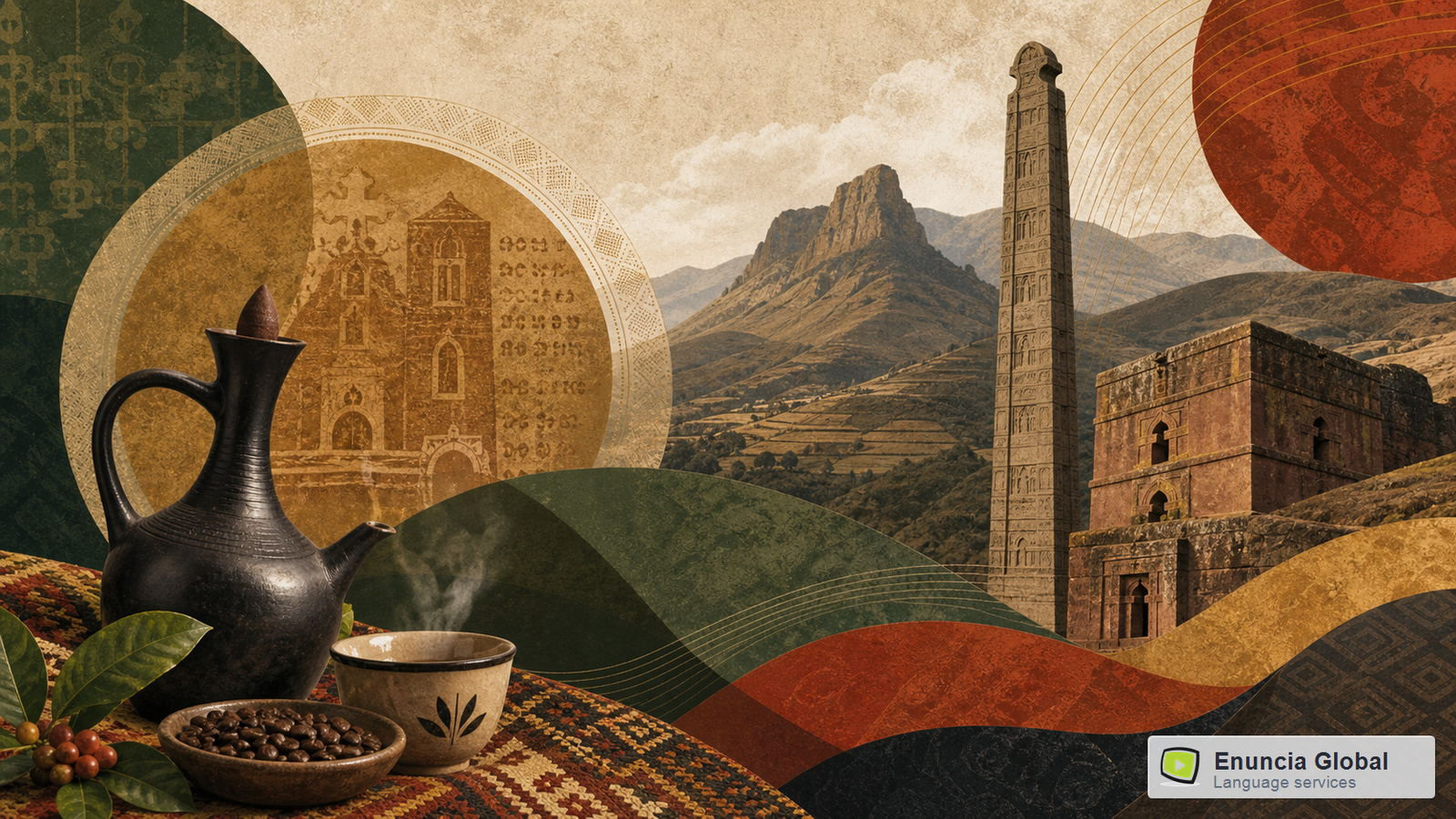 Amharic Translation Services in India artistic cultural identity image by Enuncia Global