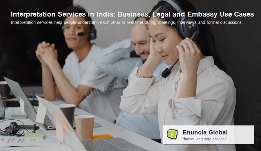 Interpretation Services in India: Business, Legal and Embassy Use Cases by Enuncia Global - branded supporting image