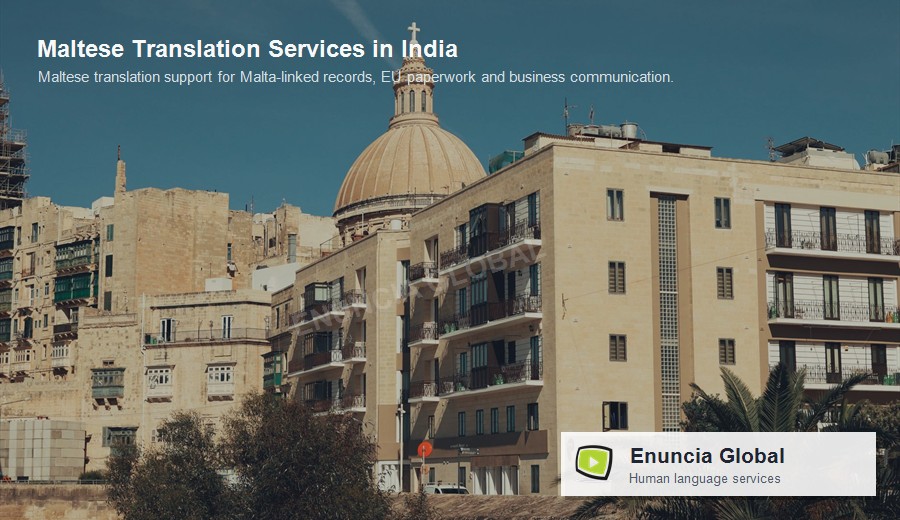 Maltese Translation Services in India by Enuncia Global - branded supporting image