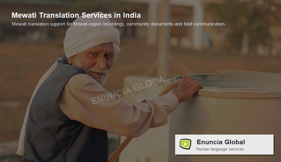 Mewati Translation Services in India by Enuncia Global - branded supporting image