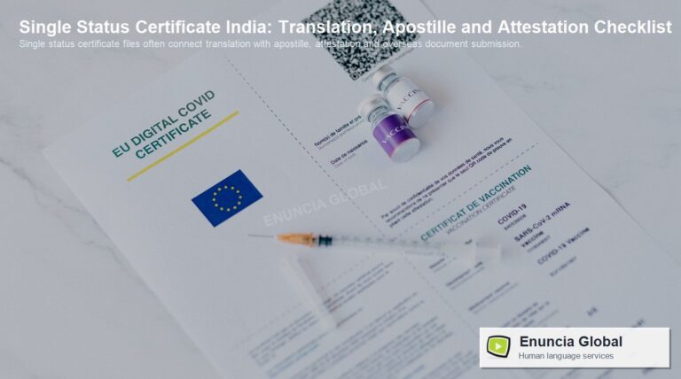Single Status Certificate India: Translation, Apostille and Attestation Checklist