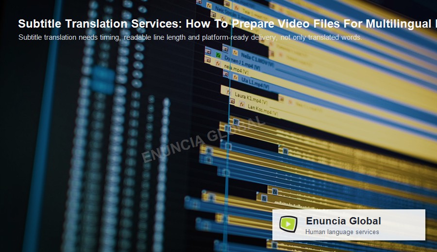 Subtitle Translation Services: How To Prepare Video Files For Multilingual Delivery by Enuncia Global - branded supporting image