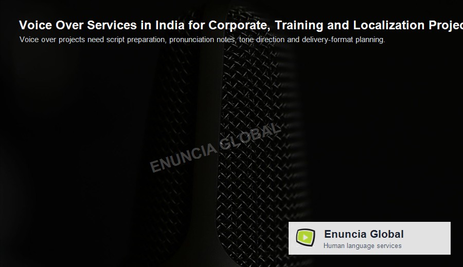 Voice Over Services in India for Corporate, Training and Localization Projects by Enuncia Global - branded supporting image