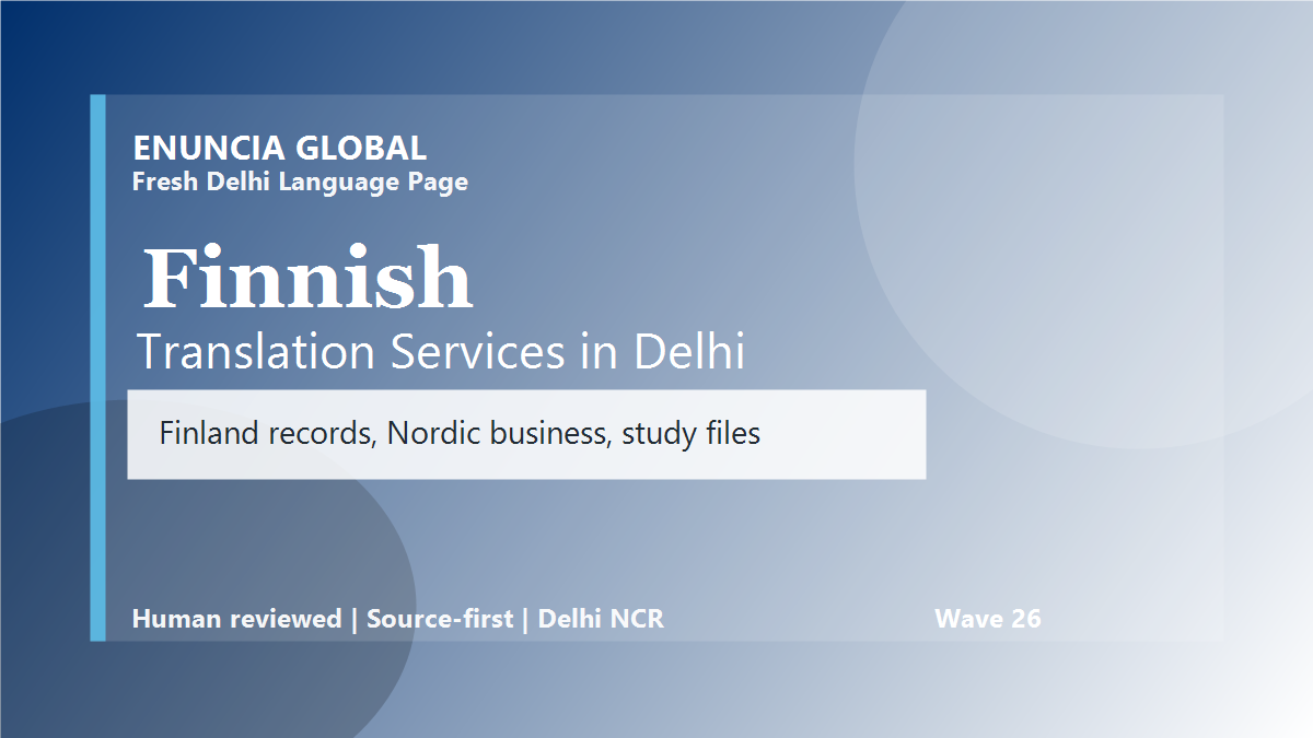 Finnish Translation Services in Delhi
