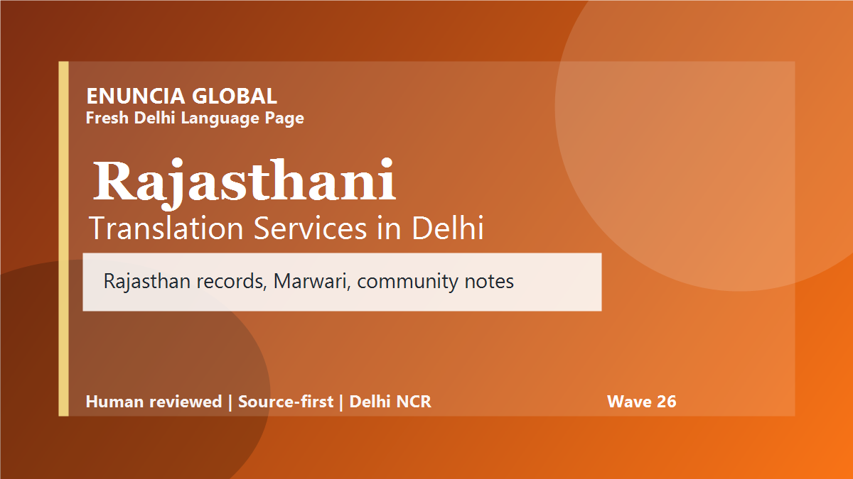 Rajasthani Translation Services in Delhi