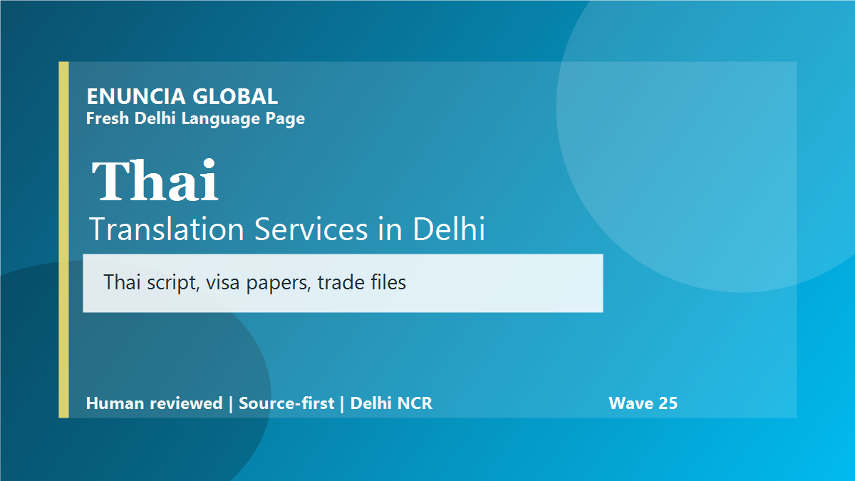 Thai Translation Services in Delhi