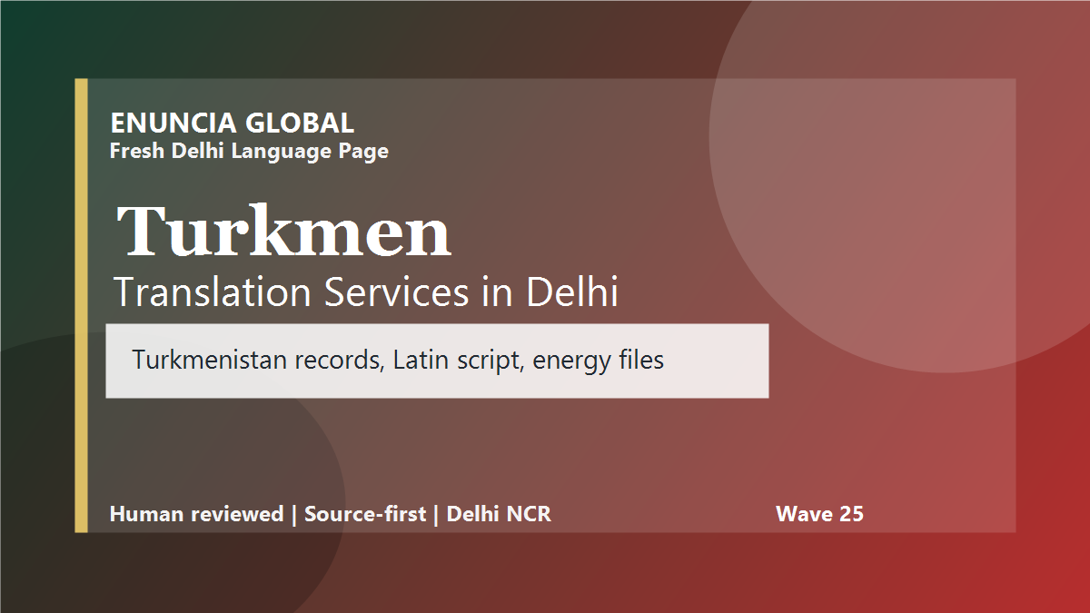 Turkmen Translation Services in Delhi