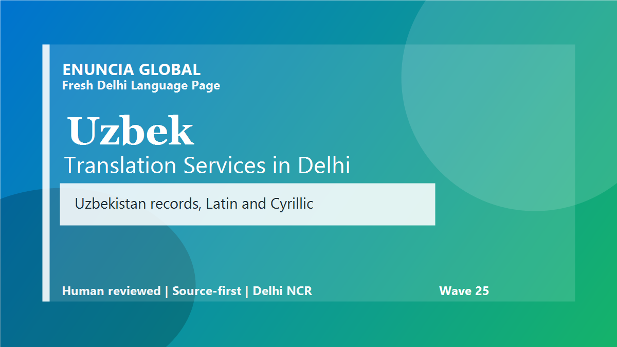 Uzbek Translation Services in Delhi