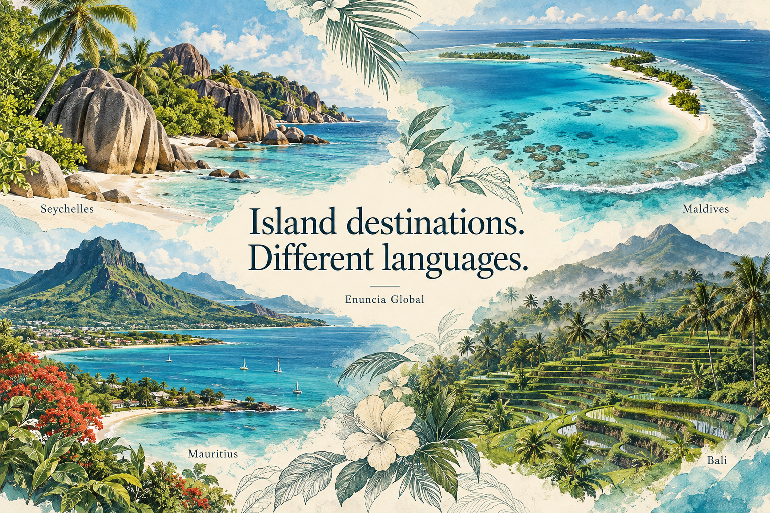 Languages of Seychelles, Maldives, Mauritius and Bali