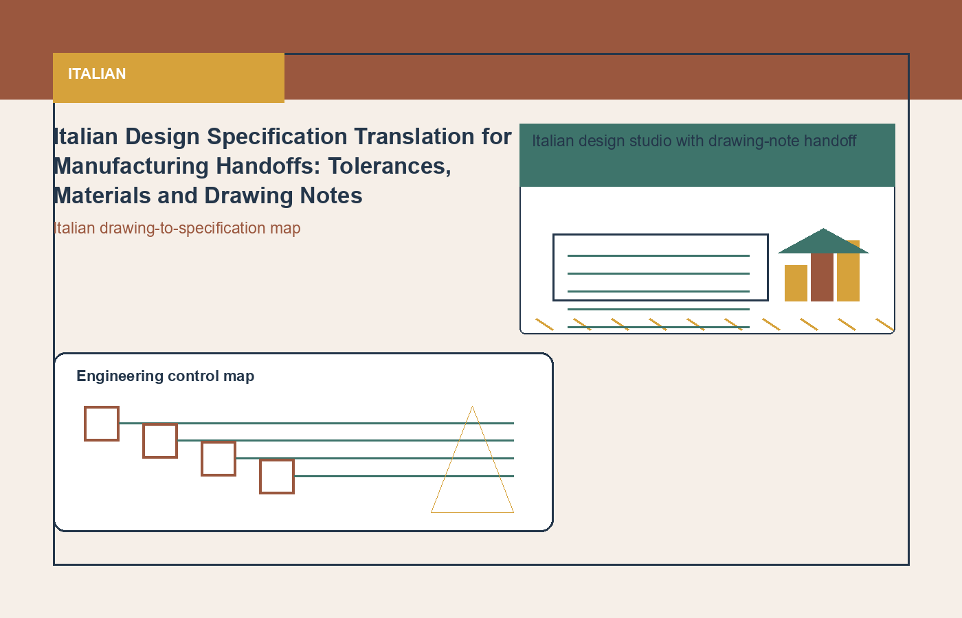 Italian process visual for technical translation and drawing-note review