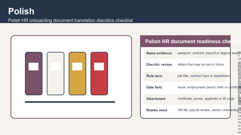 Polish HR Onboarding Document Translation Diacritics Checklist for Employment Records