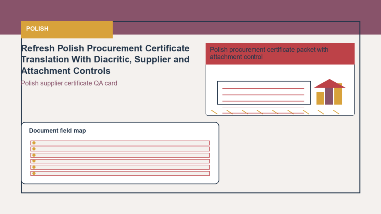 Refresh Polish Procurement Certificate Translation With Diacritic, Supplier and Attachment Controls