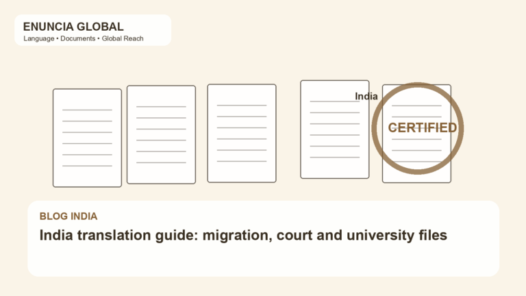 India translation guide: migration, court and university files